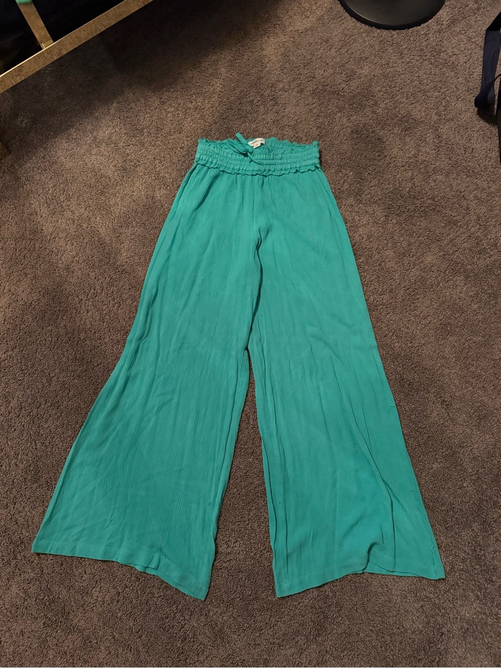 Wide Leg High-Waist Pants in Teal
